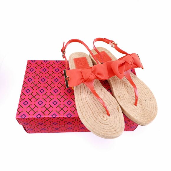 NIB Tory Burch BOWTIE PENNY Sandal in Poppy Red 7.5, 8 - Picture 2 of 11